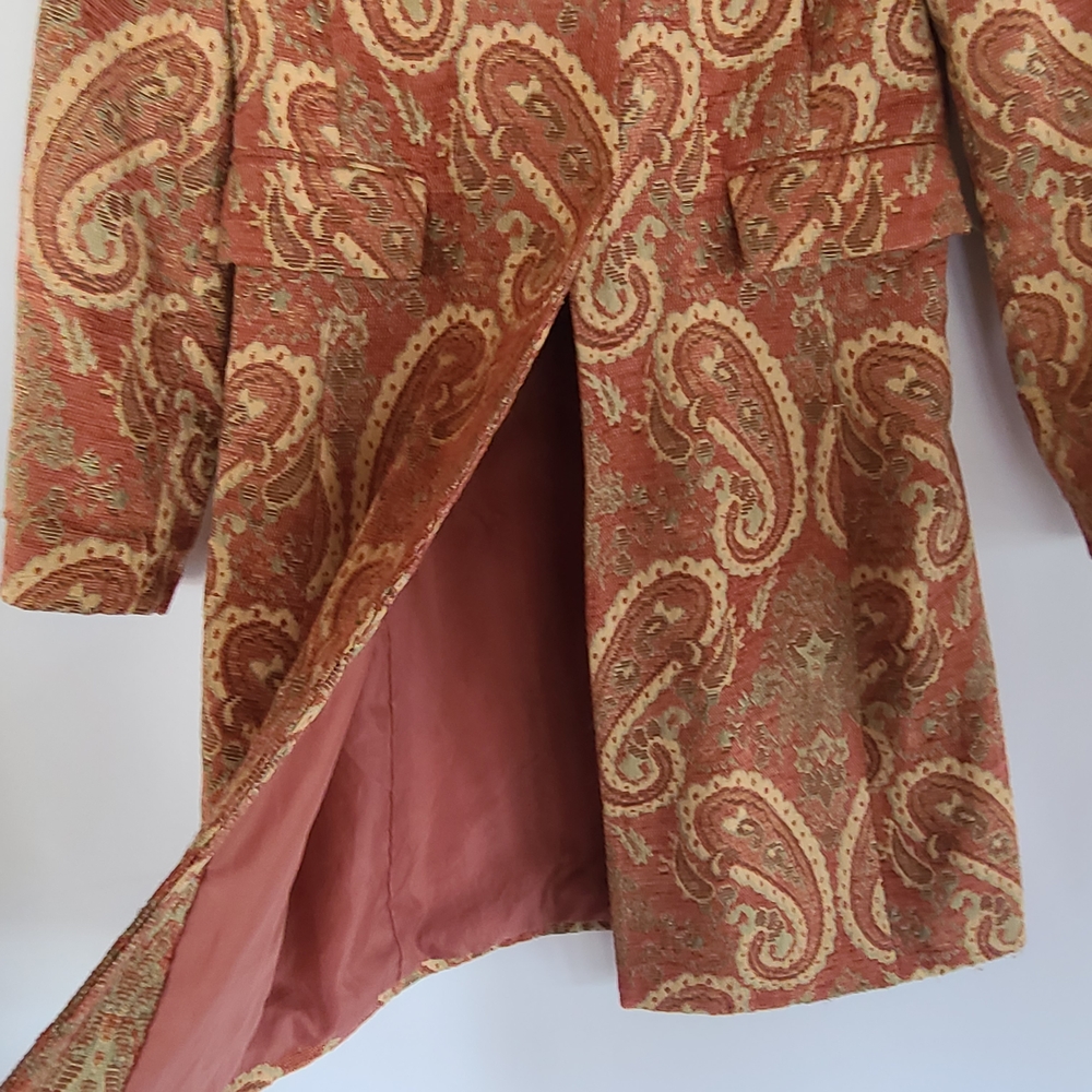Vintage 90s Focus 2000 Tapestry Paisley Car Coat Size 10 Boho - Picture 6 of 10